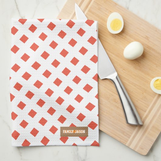 Eigen naam monogram moderne witte diamanten theedoek (Quarter Fold)