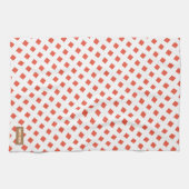 Eigen naam monogram moderne witte diamanten theedoek (Horizontaal)