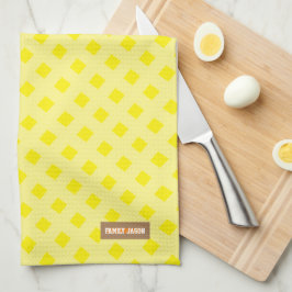 Eigen naam monogram patroon gele diamanten chic theedoek