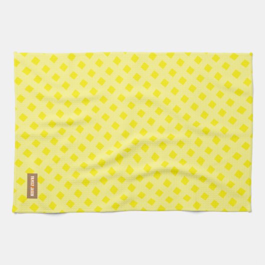 Eigen naam monogram patroon gele diamanten chic theedoek (Horizontaal)