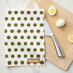 Eigen naam monogram polka stippen wit groen sinaas theedoek