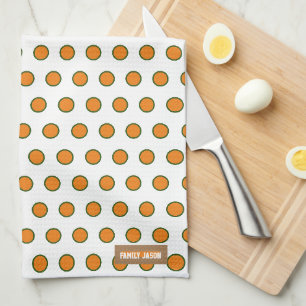 Eigen naam monogram polka stippen wit oranje groen theedoek