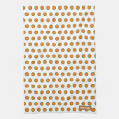 Eigen naam monogram polka stippen wit oranje groen theedoek (Verticaal)