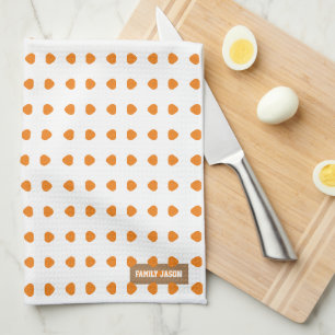 Eigen naam monogram polka stippen witte oranje sie theedoek