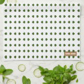 Eigen naam monogram polka stipt wit groen schattig theedoek (Gevouwen)