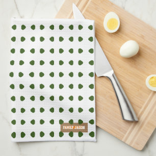 Eigen naam monogram polka stipt wit groen schattig theedoek