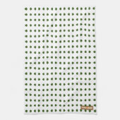 Eigen naam monogram polka stipt wit groen schattig theedoek (Verticaal)