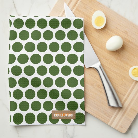 Eigen naam monogram polka stipt witte oranje schat theedoek (Quarter Fold)