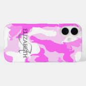 Eigen naam Monogram roze wit Camouflage patroon Case-Mate iPhone Case (Achterkant (horizontaal))