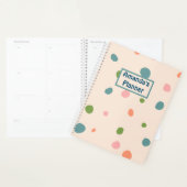 Eigen naam monogram schattig patroon stip roze chi planner (Display)