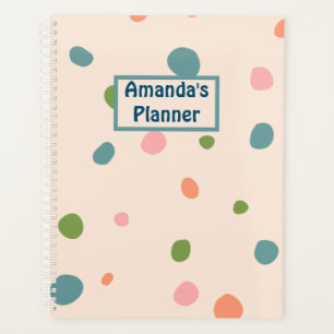 Eigen naam monogram schattig patroon stip roze chi planner
