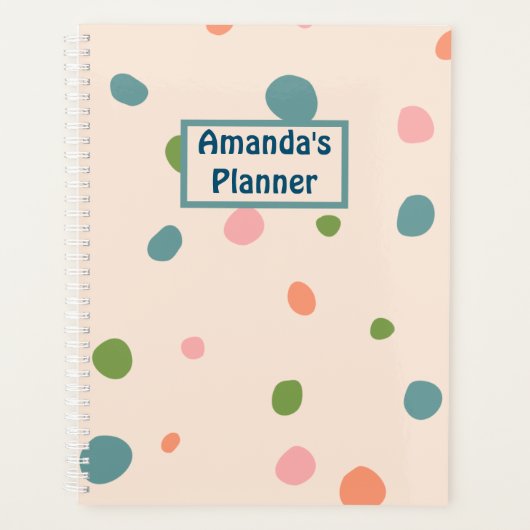 Eigen naam monogram schattig patroon stip roze chi planner (Voorkant)