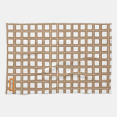 Eigen naam monogram stijlvol patroon bruin wit theedoek (Horizontaal)