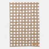 Eigen naam monogram stijlvol patroon bruin wit theedoek (Verticaal)