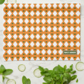 Eigen naam monogram stijlvol patroon oranje groen theedoek (Gevouwen)