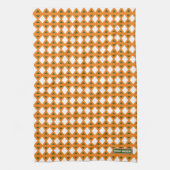 Eigen naam monogram stijlvol patroon oranje groen theedoek (Verticaal)