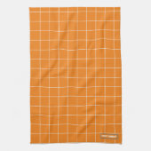 Eigen naam monogram stijlvol patroon oranje wit theedoek (Verticaal)