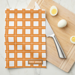 Eigen naam monogram stijlvol patroon wit sinaasapp theedoek