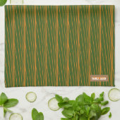 Eigen naam monogram stremmen groene sinaasappel theedoek (Gevouwen)