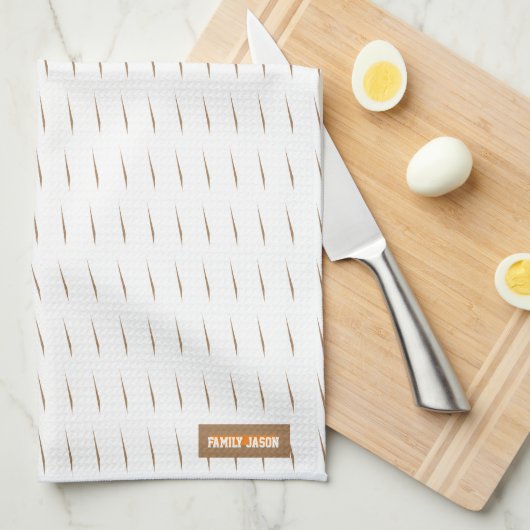 Eigen naam monogram stremt golven witte bruine kit theedoek (Quarter Fold)