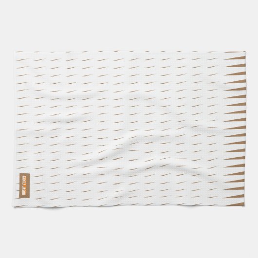 Eigen naam monogram stremt golven witte bruine kit theedoek (Horizontaal)