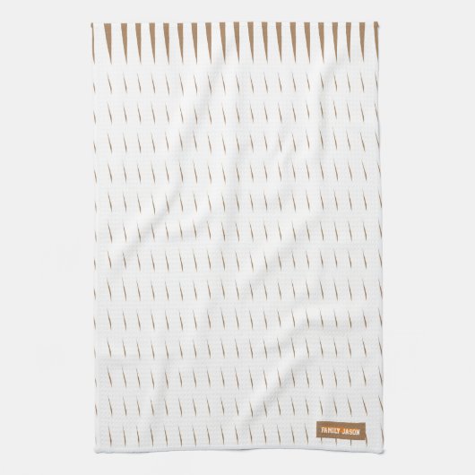 Eigen naam monogram stremt golven witte bruine kit theedoek (Verticaal)