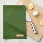 Eigen naam monogram strepen golven witte groen theedoek (Quarter Fold)
