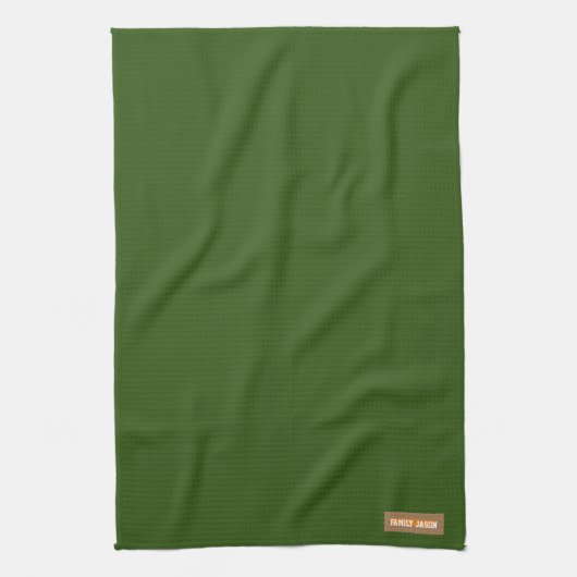 Eigen naam monogram strepen golven witte groen theedoek (Verticaal)