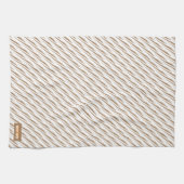 Eigen naam monogram strepen witte bruine golven theedoek (Horizontaal)