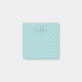 Eigen naam monogram Turquoise Quilt Pattern Post-it® Notes