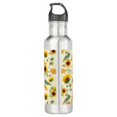 Eigen naam Monogram Water Flacon Zonnebloemen Bone Waterfles (Achterkant)