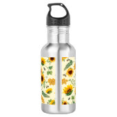 Eigen naam Monogram Water Flacon Zonnebloemen Bone Waterfles (Achterkant)