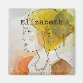 Eigen naam monogrammen schattig cadeau waterverf g magneet (Voorkant)