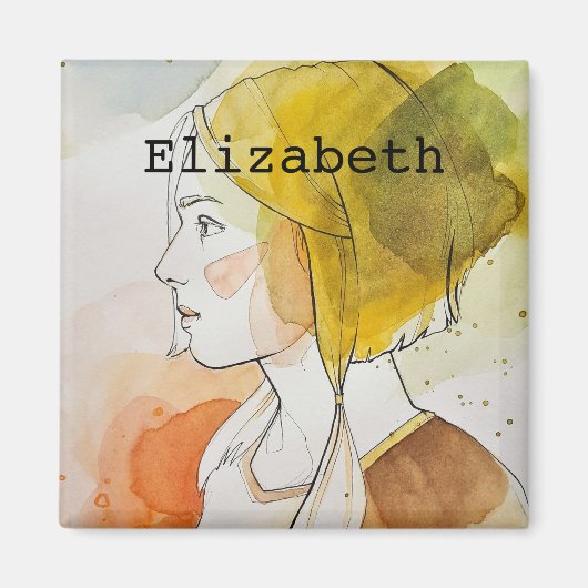 Eigen naam monogrammen schattig cadeau waterverf g magneet (Voorkant)