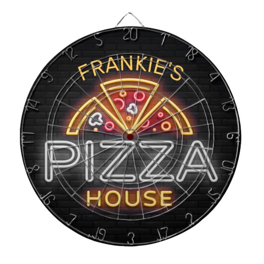 Eigen naam Neon Italiaans Pizzeria Pizza House Dartbord (Voorkant)