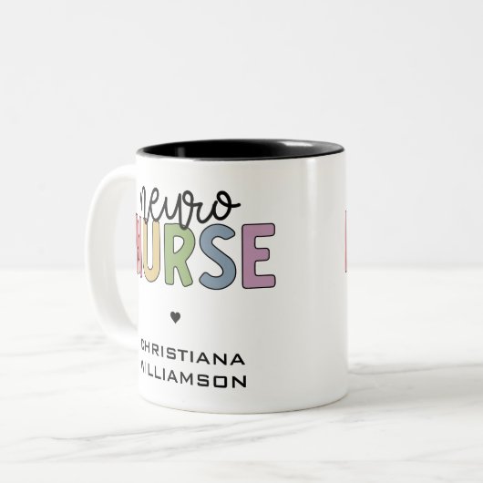Eigen naam Neuro Neurse Neuroscience Verpleegkundi Tweekleurige Koffiemok (Voorkant links)
