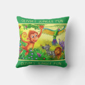 Eigen naam oerwoud beesten grote kussen van kinder (Achterkant)