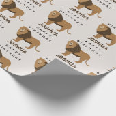 Eigen naam Oerwoud Lion Animal Birthday Cadeaupapier (Hoek)