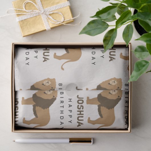 Eigen naam Oerwoud Lion Animal Birthday Tissuepapier (Geschenk)
