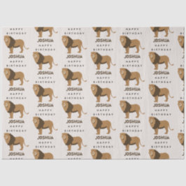 Eigen naam Oerwoud Lion Animal Birthday Tissuepapier