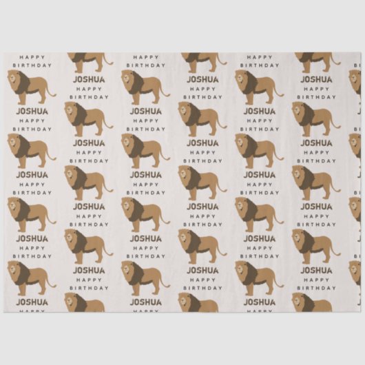 Eigen naam Oerwoud Lion Animal Birthday Tissuepapier (Voorkant)