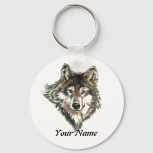 Eigen naam of tekst Wolf Logo Dier Sleutelhanger