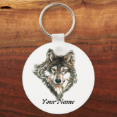 Eigen naam of tekst Wolf Logo Dier Sleutelhanger (Voorkant)