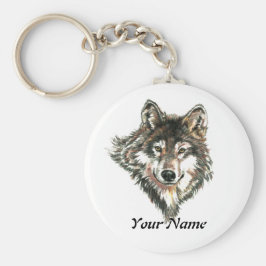 Eigen naam of tekst Wolf Logo Dier Sleutelhanger