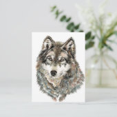 Eigen naam of tekst Wolf waterverf Dier Briefkaart (Staand voorkant)