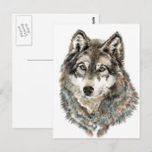 Eigen naam of tekst Wolf waterverf Dier Briefkaart (Voorkant / Achterkant)