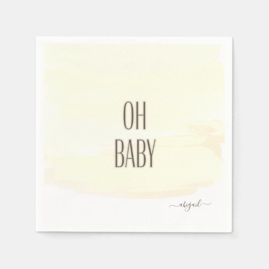 Eigen naam Oh Baby Yellow Splash Baby shower Servet (Voorkant)