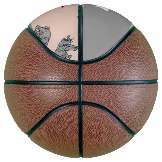 Eigen naam olifanten op bruin basketbal (Rechts)