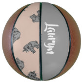 Eigen naam olifanten op bruin basketbal (Verticaal)