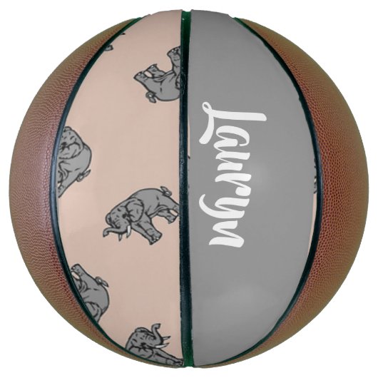 Eigen naam olifanten op bruin basketbal (Verticaal)